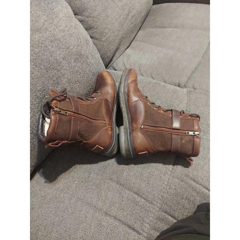 UGG Women's Kesey Brown Leather Waterproof Winter Boots Lace Zip Size 9 Y2K Boho